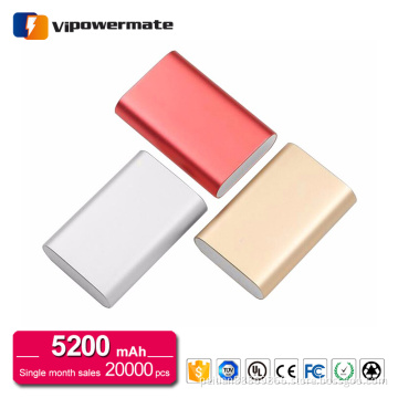 Aluminum alloy single USB rohs 18650 cell power bank 44000mah/ 5200mah for xiaomi phone